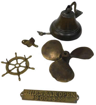 Lot 144 - A brass boat propeller, numbered 10x7, 23.5cm...