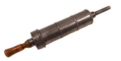 Lot 184 - A 19thC Continental pewter enema syringe, with...