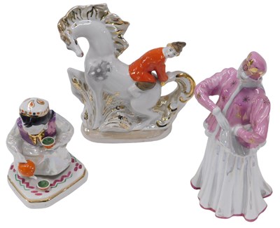 Lot 380a - A Dulova porcelain horse, figure of a lady...