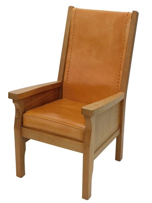 Lot 687 - A Robert 'Mouseman' Thompson oak smokers chair,...