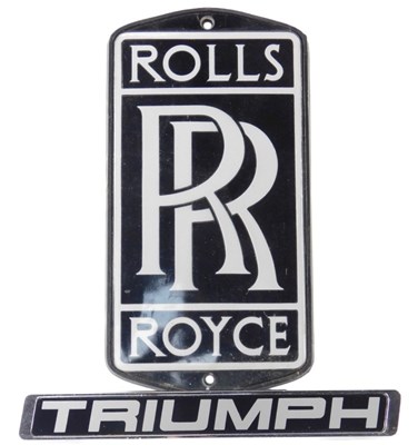 Lot 77 - Rolls Royce and Triumph car badges. (2)