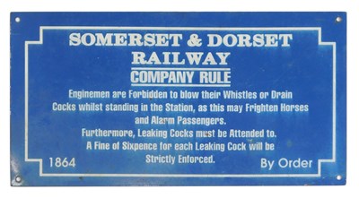 Lot 24 - An enamelled Somerset and Dorset Railway...