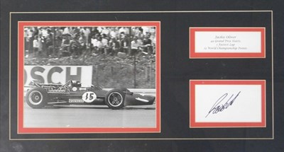 Lot 40 - A Grand Prix signed display, Jackie Oliver...