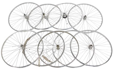 Lot 64 - Bicycle wheels with wheel hubs and free wheels.