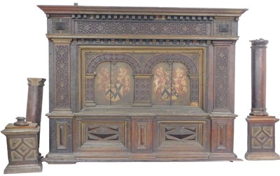 Lot 30 - A 19thC Jacobean style oak fire surround,...