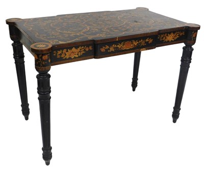 Lot 41 - A 19thC floral marquetry ebonised centre table,...