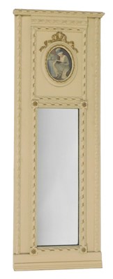 Lot 45 - An early 20thC French cream painted pier glass,...