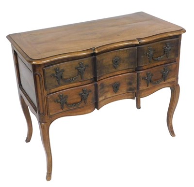 Lot 55 - A 19thC French mahogany serpentine commode,...
