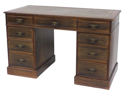 Lot 59 - An Edwardian mahogany twin pedestal desk, by H...