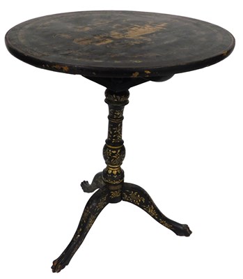 Lot 69 - A 19thC ebonised occasional table, with a...