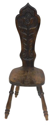 Lot 122 - An early 20thC oak and elm spinning chair.