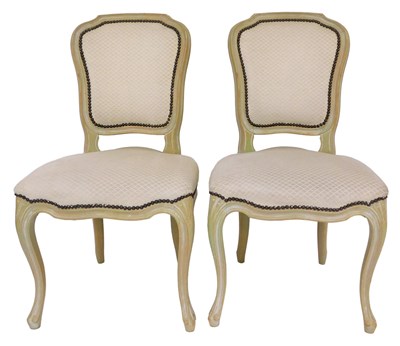 Lot 26 - A pair of French style painted chairs, with...