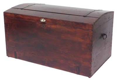 Lot 169 - A 19thC stained pine domed top travel trunk,...