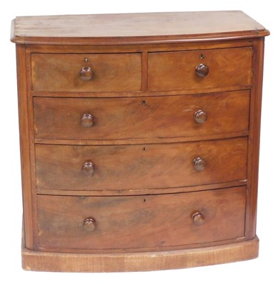 Lot 183 - A Victorian mahogany bow front chest, of two...