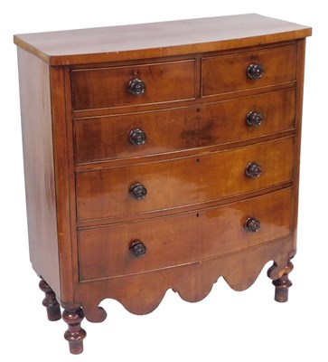 Lot 184 - A Victorian mahogany bow front chest, of two...