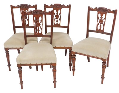 Lot 196 - A set of four late Victorian walnut salon or...