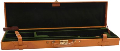 Lot 17 - A tan leather gun case, of rectangular section,...