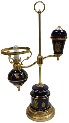 Lot 72 - A 20thC Italian porcelain and brass table lamp,...