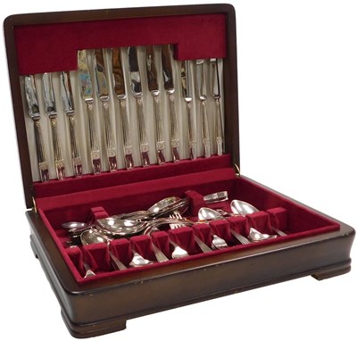 Lot 80 - An Elkington Plate canteen of cutlery, six...