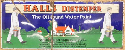 Lot 99 - An early 20thC Hall's Distemper enamel sign,...