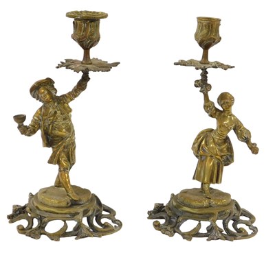 Lot 140 - A pair of late 19thC continental brass...