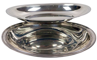Lot 174 - A pair of continental oval salvers, engraved...