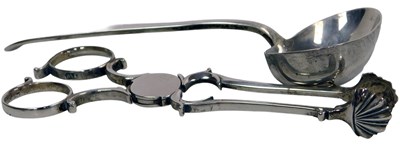 Lot 211 - A pair of Georgian silver scissor action sugar...