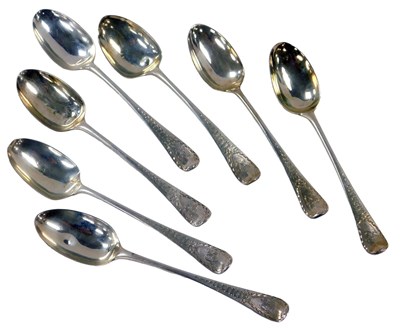 Lot 220 - A set of seven Victorian silver coffee spoons,...