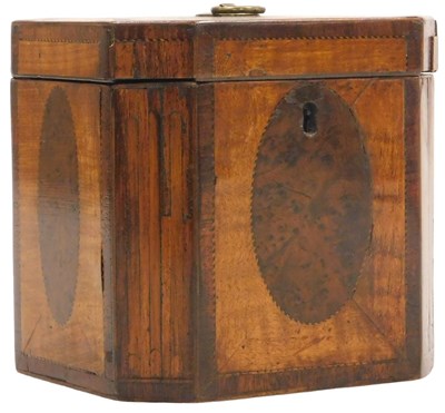 Lot 255 - A late 18thC satinwood and burr yew tea caddy,...