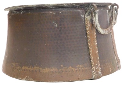 Lot 256 - A 19thC Indian copper cauldron, with strapwork...