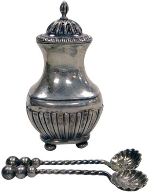 Lot 262 - A Victorian silver pepperette, of semi fluted...