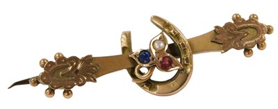Lot 270 - A Victorian 9ct gold ruby sapphire and seed...
