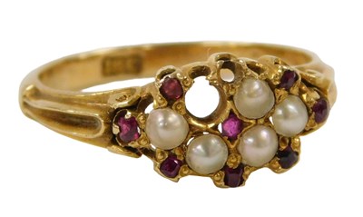 Lot 271 - A ruby and seed pearl ring, one seed pearl...