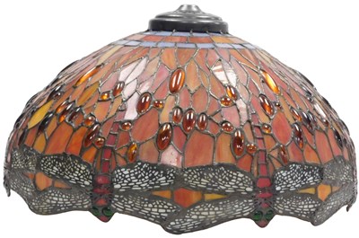 Lot 296 - A Tiffany style dragonfly ceiling light, with...