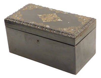 Lot 311 - A late 19thC French ebonised tea caddy, with...