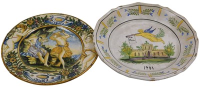 Lot 316 - A late 18thC French faience dish, dated 1791,...
