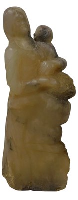 Lot 322 - A 20thC alabaster sculpture of a mother and...