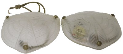 Lot 326 - A pair of French Art Deco moulded glass...