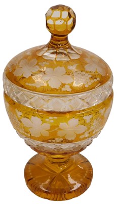 Lot 337 - A 20thC Bohemian amber glass bonbonierre,...