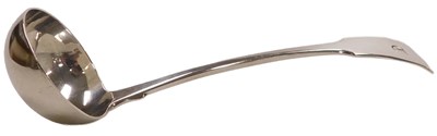 Lot 342 - A William IV Fiddle pattern cream ladle,...