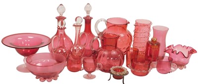 Lot 344 - A group of Victorian and later Cranberry glass,...
