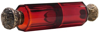 Lot 345 - A Victorian Ruby glass double ended scent...