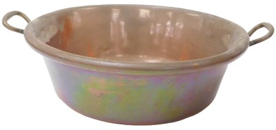 Lot 356 - An early 20thC copper twin handled jam pan,...