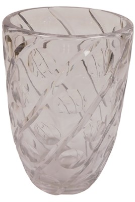 Lot 360 - A late 20thC cut glass vase, decorated with...