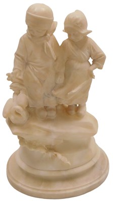 Lot 368 - An early 20thC alabaster table lamp base,...
