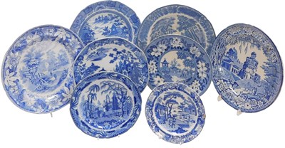 Lot 370 - A group of early 19thC blue and white transfer...