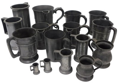 Lot 372 - Victorian and later pewter tankards, and jugs,...