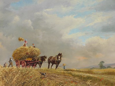 Lot 27 - Don Vaughan (1916-?). Harvest scene with a...
