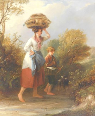 Lot 23 - Alex Johnstone (19thC). Going to market, oil...
