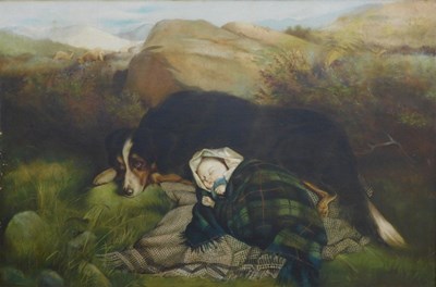 Lot 45 - 19thC British School. Dog with sleeping baby,...
